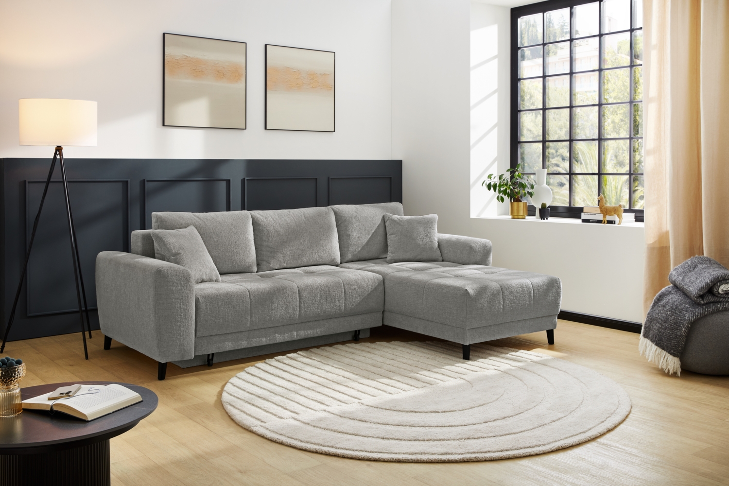 JOB 'Beverly' Ecksofa, Chenille grau, 253 x 173 x 86 cm Bild 1