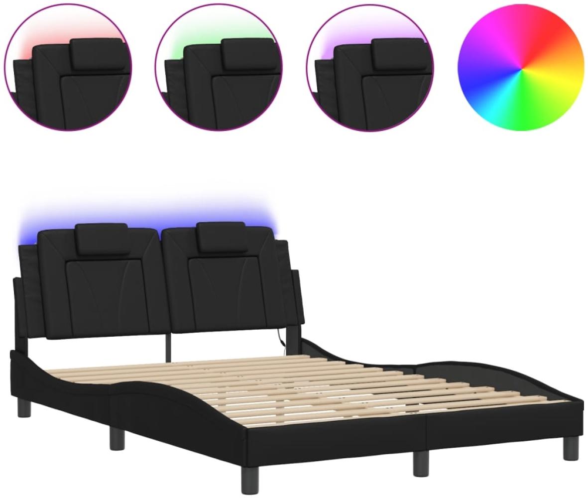vidaXL Bettgestell "Viana" mit LED ohne Matratze Schwarz 140x190 cm Kunstleder 3214015 Bild 1