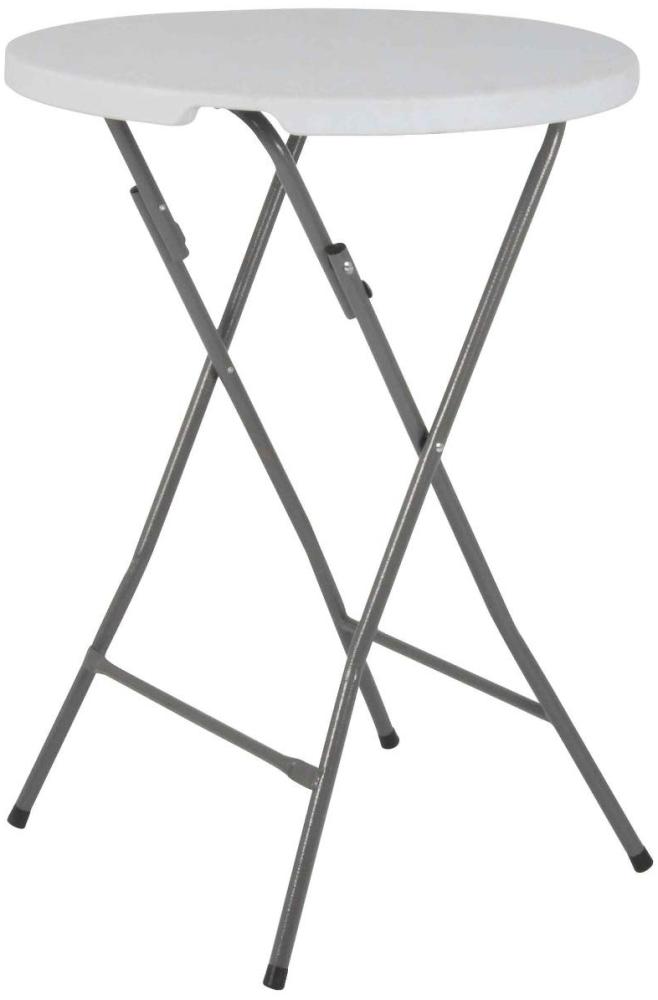 Acamp Stehtisch klappbar 80 cm Le Havre | Stehtisch Outdoor-geeignet & wetterfest beschichtet | Bartisch mit pflegeleichtem Stahlrohr-Gestell | Klapptisch rund | Gartentisch in Silber-Grau Bild 1