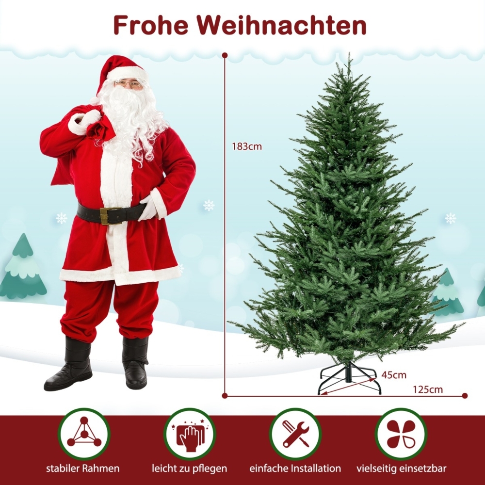 180 cm Künstlicher Weihnachtsbaum mit 8 Lichtmodi & 280 warmweißen LED-Lichtern Bild 1