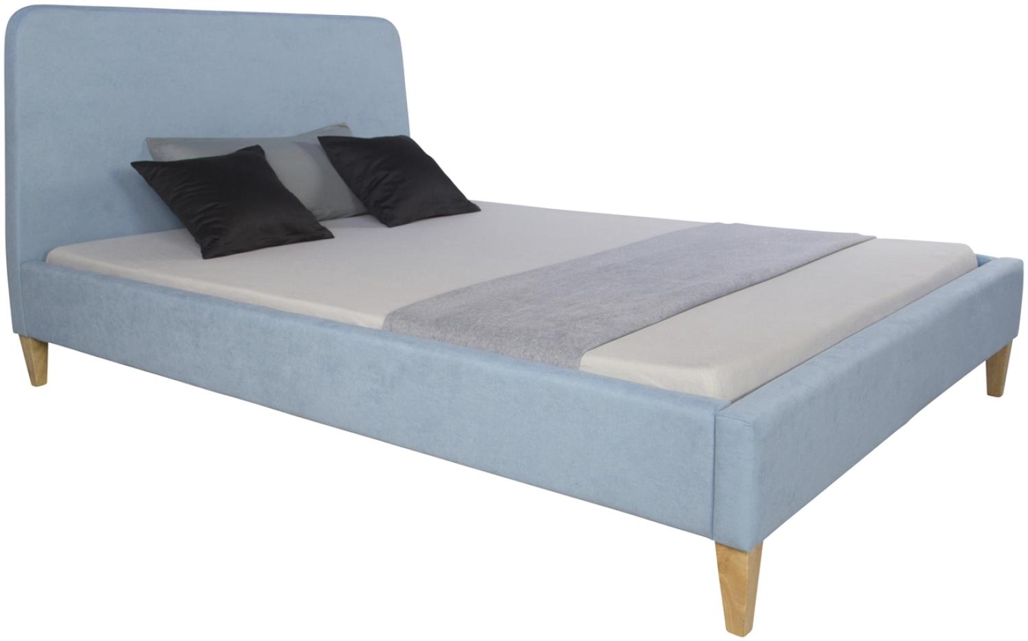 Polsterbett Doppelbett Stoffbett Bettgestell 140 x 200 Bett Blau Bild 1