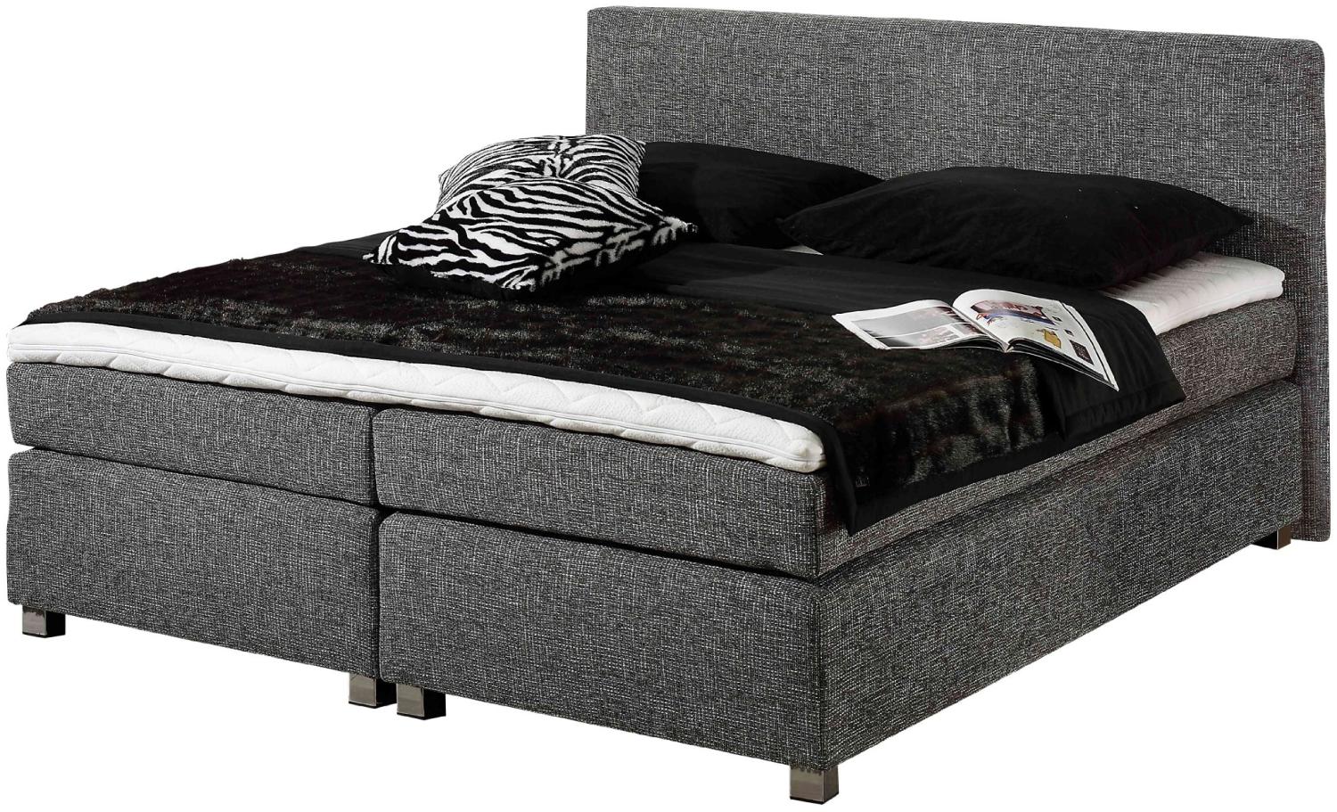 Maintal Boxspringbett Howard, 160 x 200 cm, Strukturstoff, 7-Zonen-Kaltschaum Matratze H2, grau Bild 1