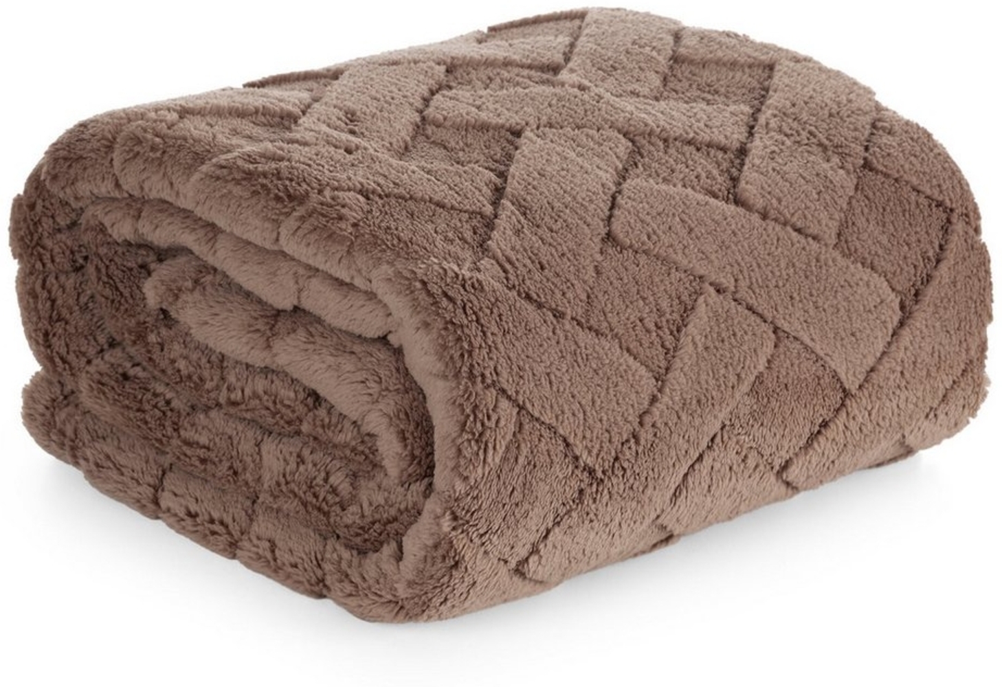 Wohndecke CARO Design91 Karierte Kuscheldecke ideales Geschenk Weiche warme Decke 70x160 cm dunkelbeige Bild 1