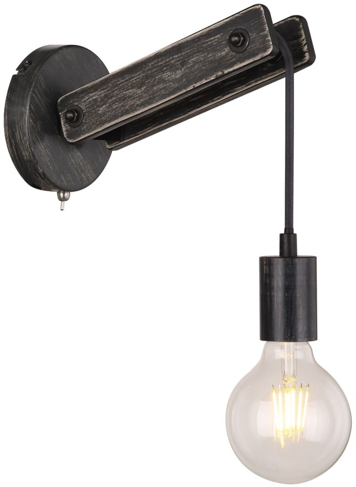 Wandleuchte, Holz, Used-Look, schwarz-matt, H 19,5 cm Bild 1