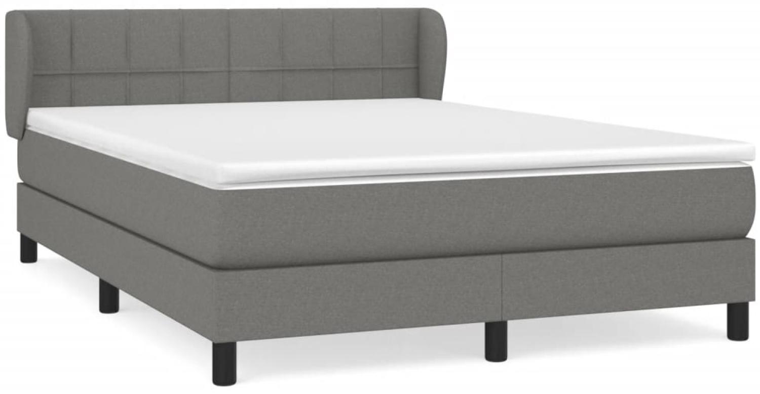 vidaXL Boxspringbett mit Matratze Dunkelgrau 140x190 cm Stoff, Härtegrad: H2 [3126238] Bild 1