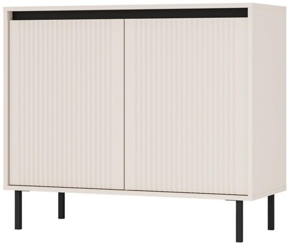 Furnix Kommode Kersi 812 Sideboard mit zwei Türen Metallbeine top moderne Farben, Lamellen-Design Bild 1