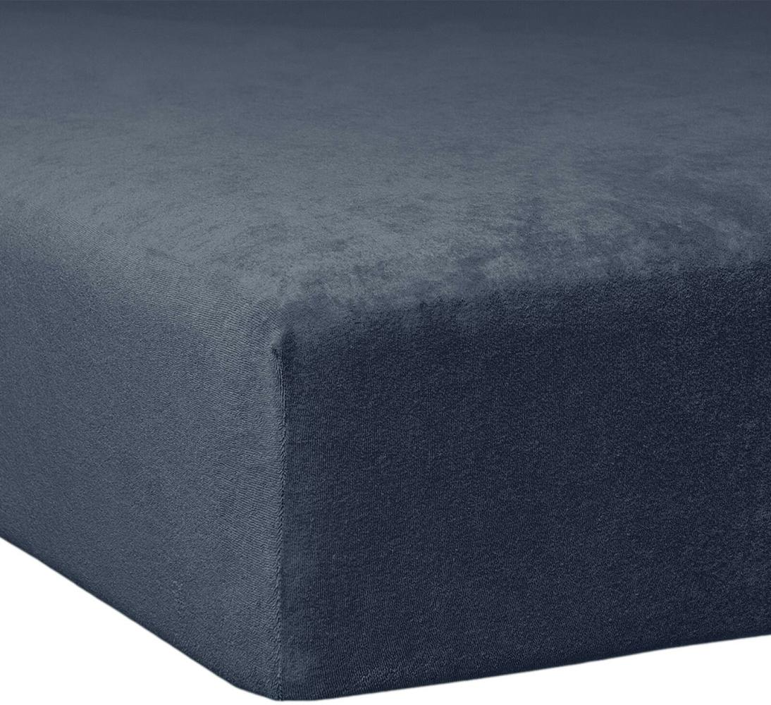 Traumschlaf Flausch Biber Boxspring Matratzen Spannbettlaken|90x190 cm - 100x200 cm| marine Bild 1