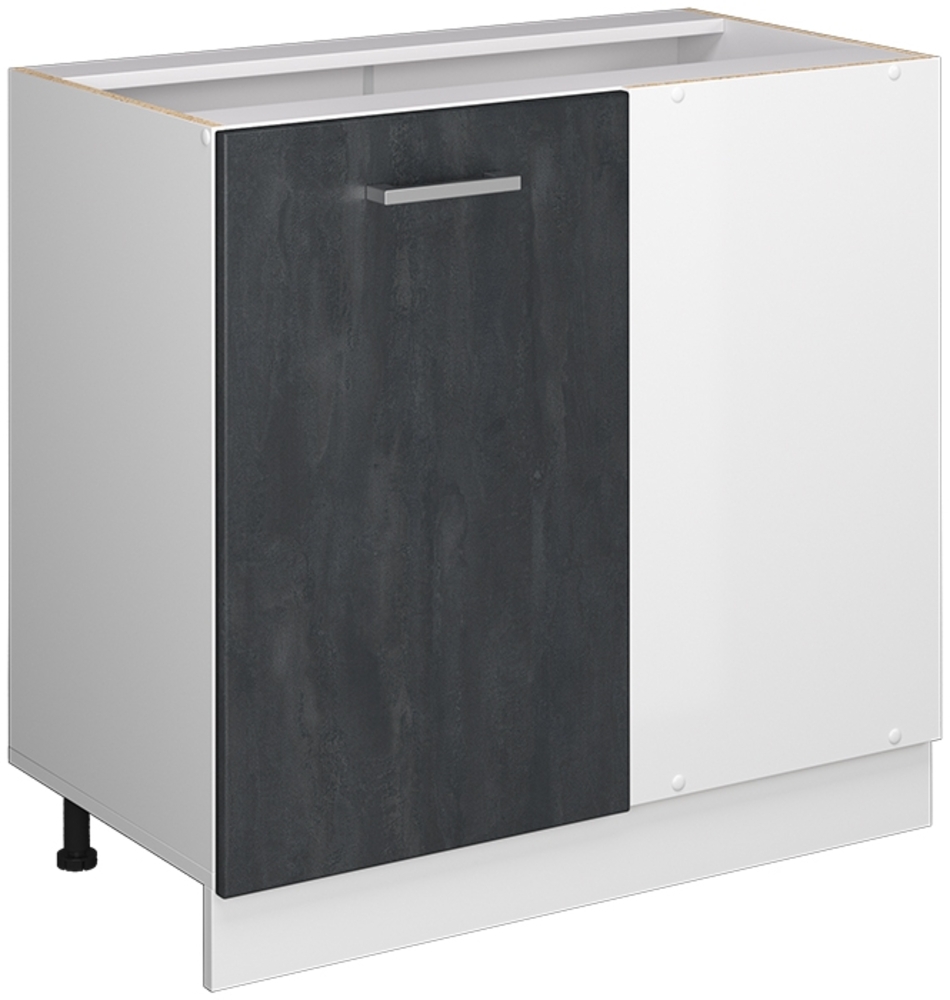 Vicco Eckunterschrank Schwarz Beton 86 cm ohne Arbeitsplatte, R-Line Bild 1