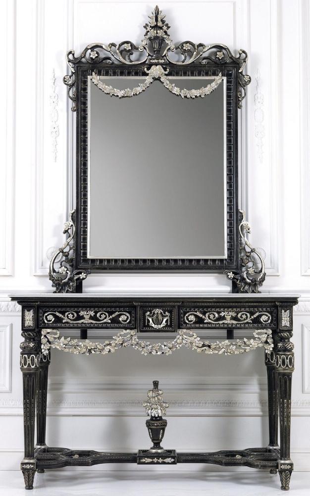 Klassischer Spiegel Schminktisch Tisch holz Schlafzimmer Möbel 2tlg Bild 1