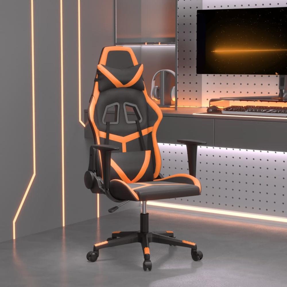 vidaXL Gaming-Stuhl mit Massagefunktion Schwarz und Orange Kunstleder 345429 Bild 1