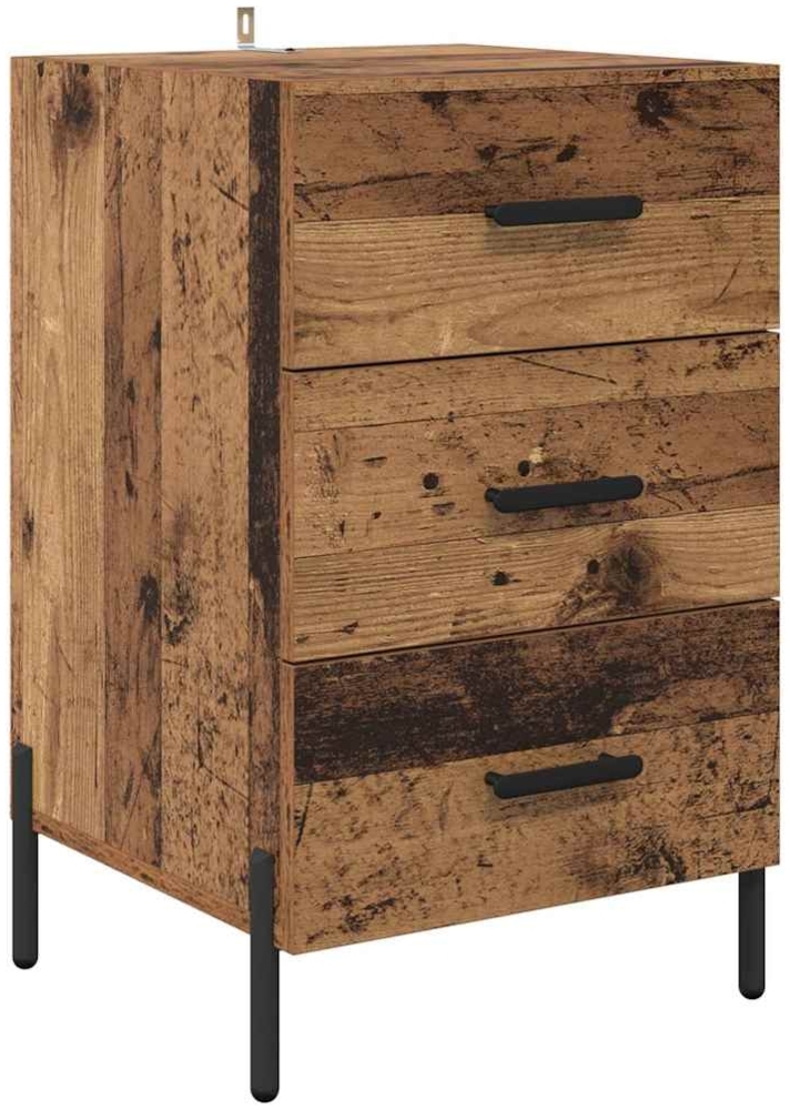 vidaXL Nachttisch mit Schubladen Altholz 40 x 40 x 66 cm Holzwerkstoff 882125 Bild 1