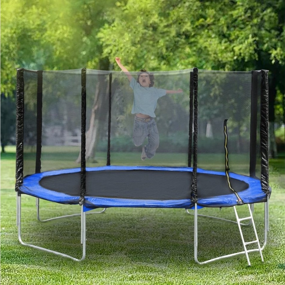 HomeMiYN Gartentrampolin Trampolin Outdoor 183-366cm mit Netz 2025, Schutzrand schwarz,mit sicherheisnetz Bild 1