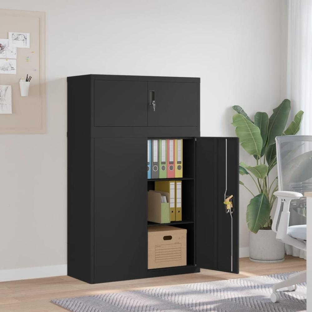 Aktenschrank Schwarz 90x40x145 cm Stahl Bild 1