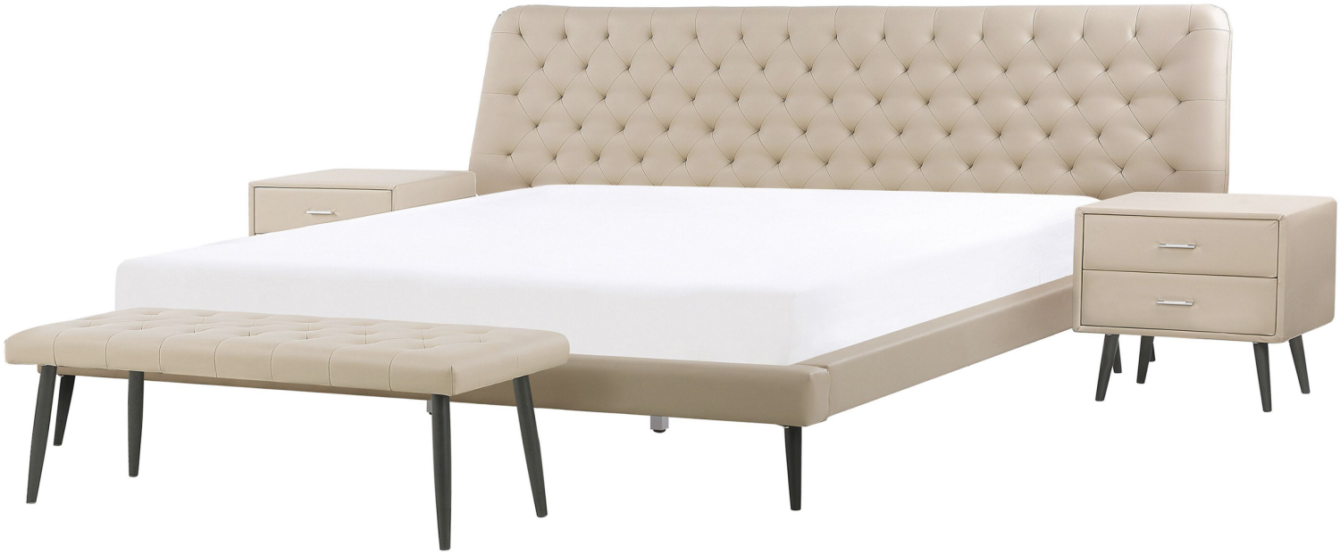 Schlafzimmer komplett Set 4-teilig beige 160 x 200 cm ESSONNE Bild 1