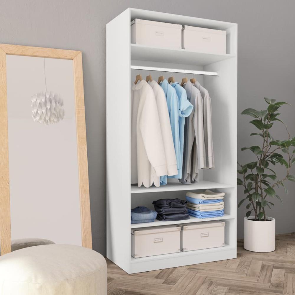 vidaXL '800225' Kleiderschrank, Spanplatte, Weiß, 100 × 50 × 200 cm Bild 1