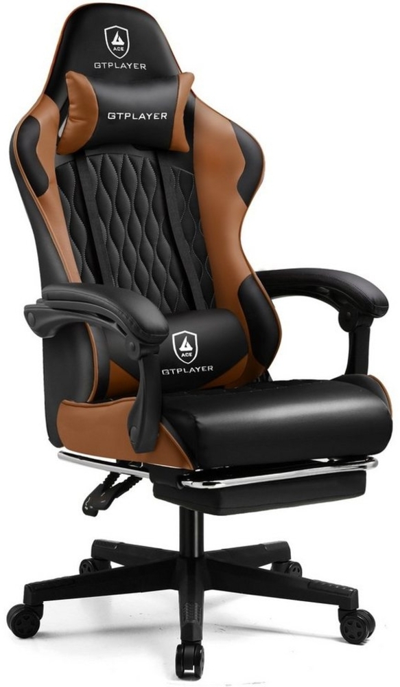 GTPLAYER Gaming-Stuhl Gamer Stuhl, Ergonomischer Bürostuhl mit Fußstütze, Gaming Sessel 150 kg Belastbarkeit, Kopfstütze und Lendenstütze Bild 1