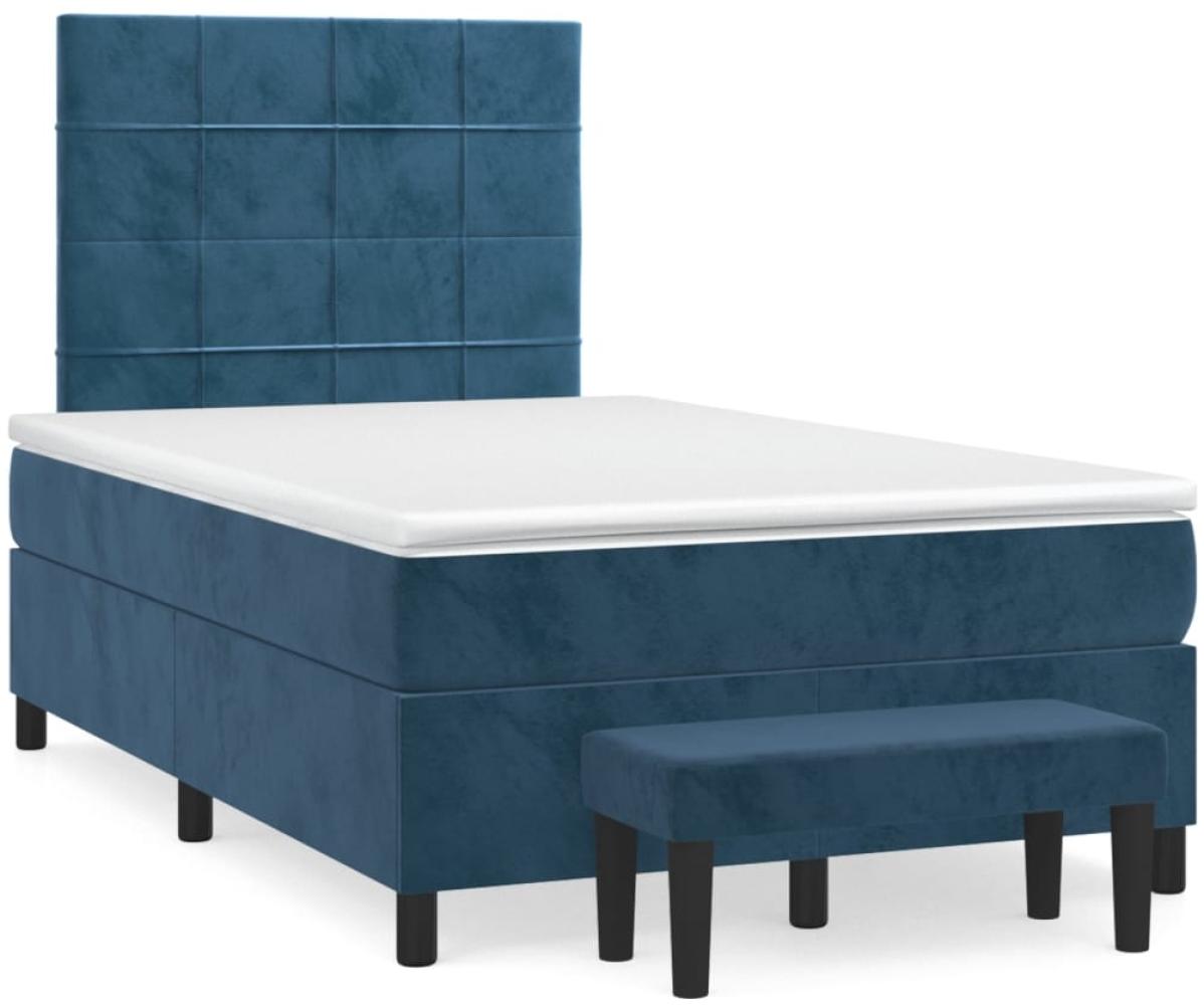 vidaXL Boxspringbett mit Matratze Dunkelblau 120x200 cm Samt 3137837 Bild 1