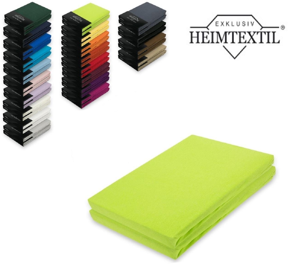 Marke Jersey Spannbettlaken Doppelpack 120 x 200 cm Apfelgrün Bild 1