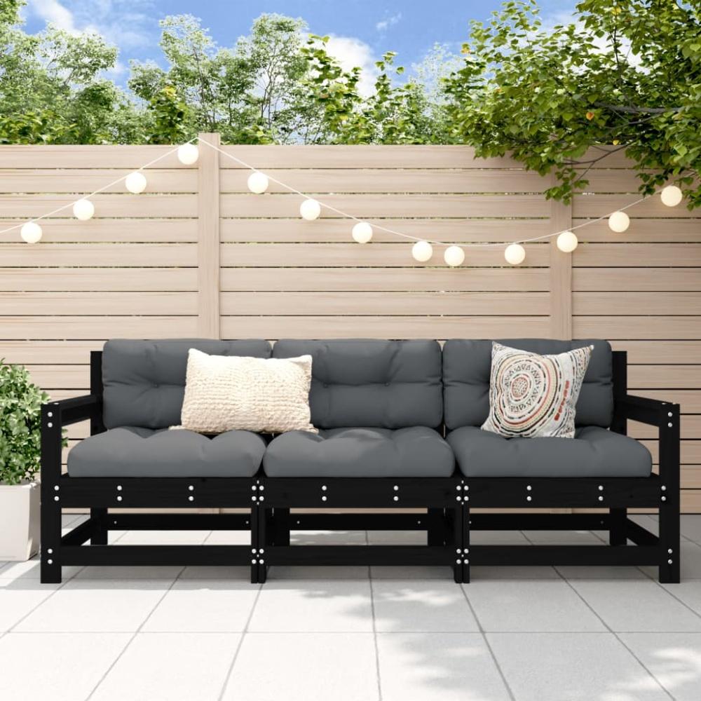 vidaXL 3-tlg. Garten-Lounge-Set Schwarz Massivholz Kiefer Bild 1