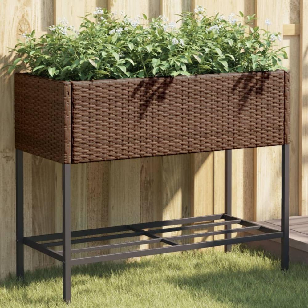 vidaXL Pflanzkübel mit Ablage Braun Poly Rattan 366385 Bild 1