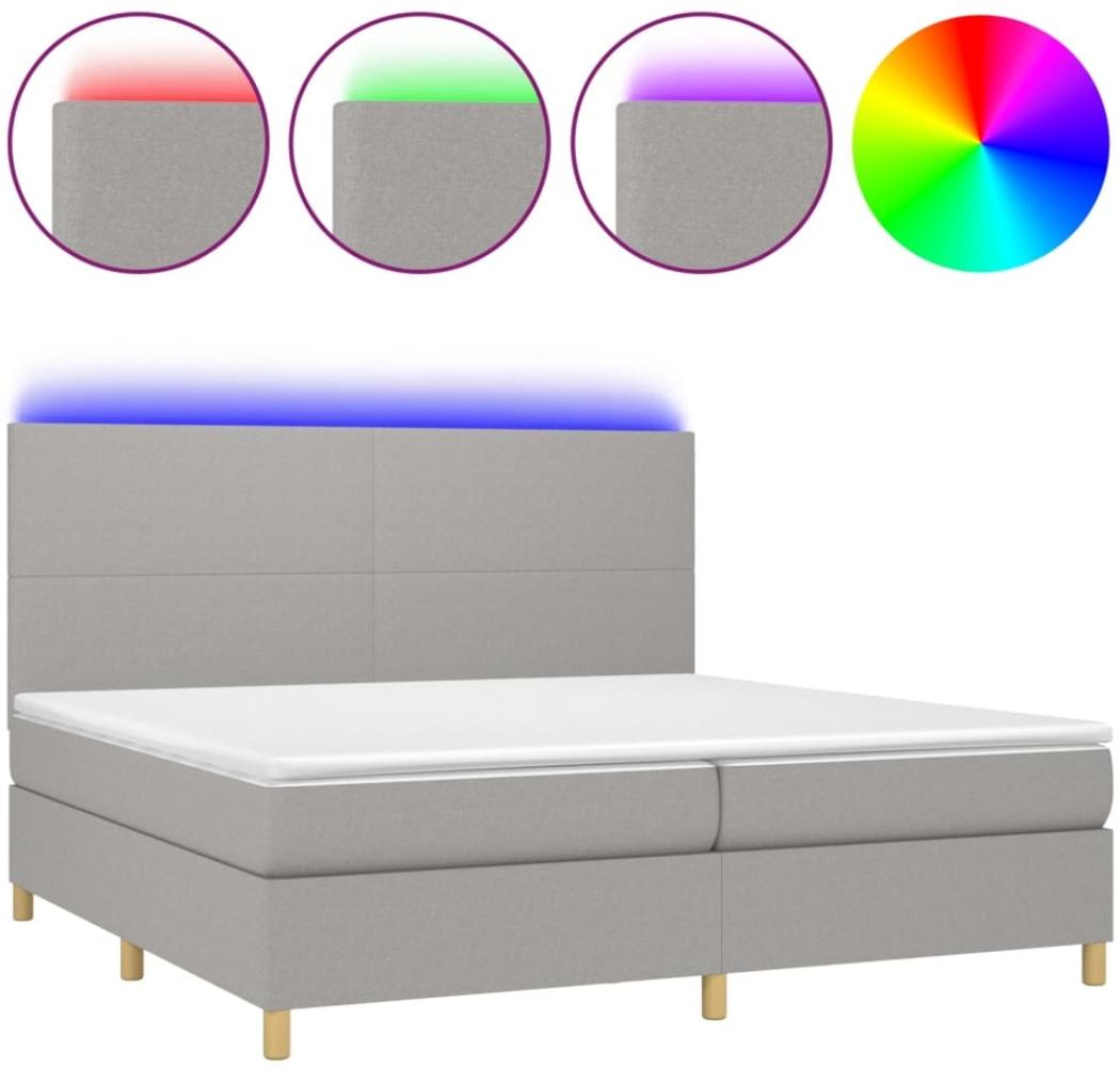 vidaXL Boxspringbett mit Matratze & LED Hellgrau 200x200 cm Stoff, Härtegrad: H2 [3135301] Bild 1