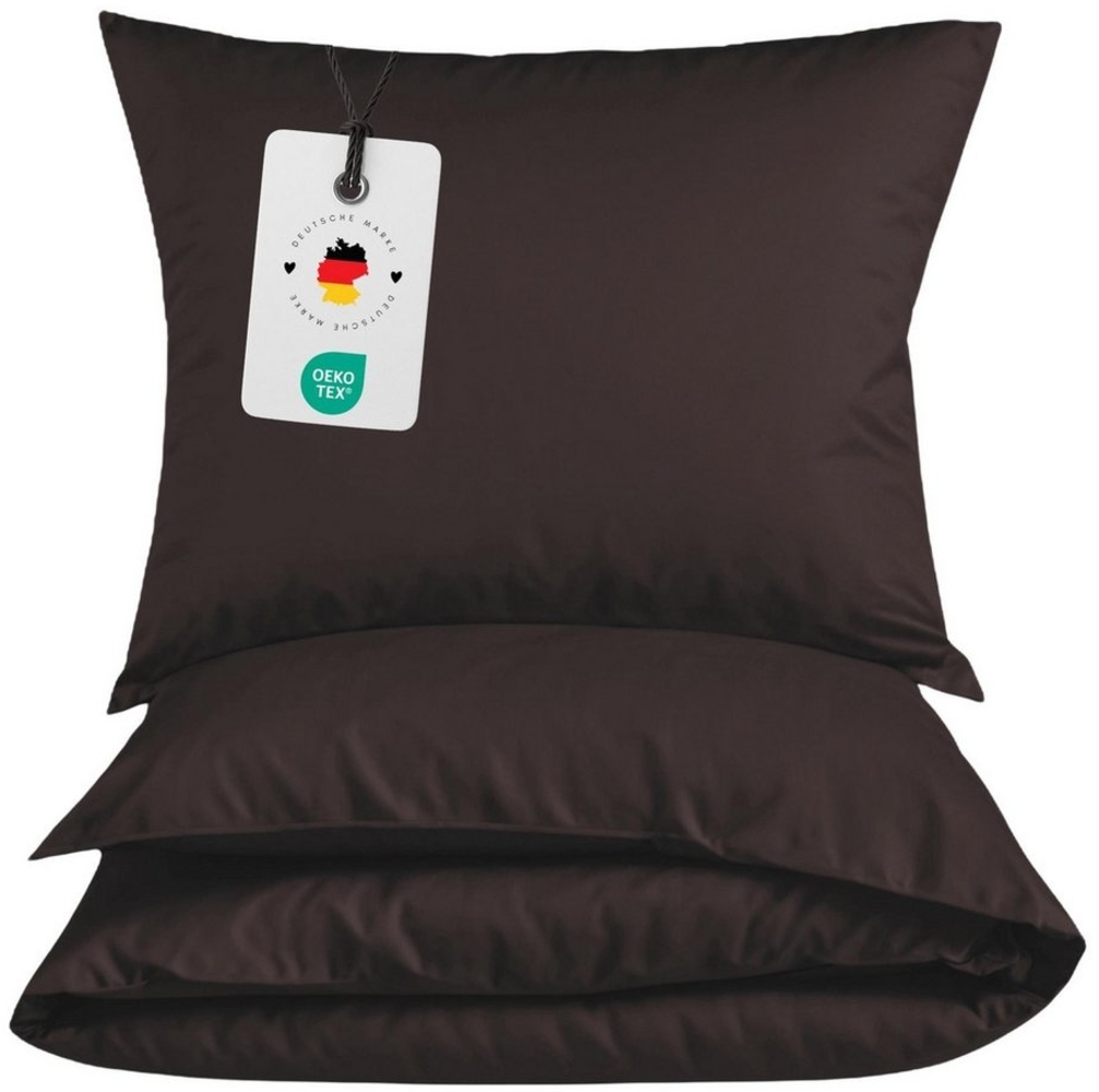 Carpe Sonno Bettwäsche Leichte Renforce Bettwäsche 135x200 155x220 Baumwolle Einfarbig Uni, Renforcé, Uni Bettbezug 155x220 Braun - Extra Leicht & Oeko-Tex Bild 1