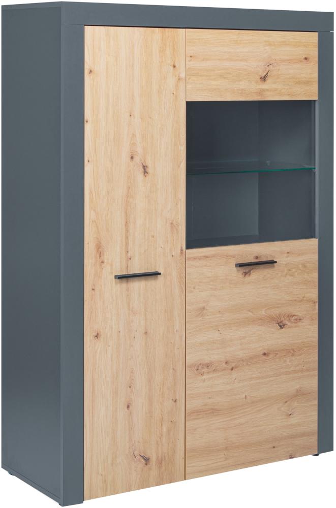 Inter Link Highboard Vitrine mit 2 Türen in Anthrazit und Artisan Eiche Nachbildung Bild 1