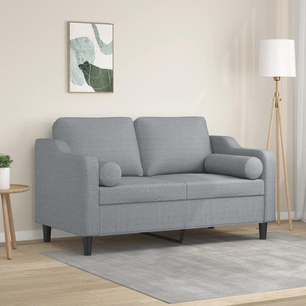 vidaXL 2-Sitzer-Sofa mit Zierkissen Hellgrau 120 cm Stoff 3200837 Bild 1