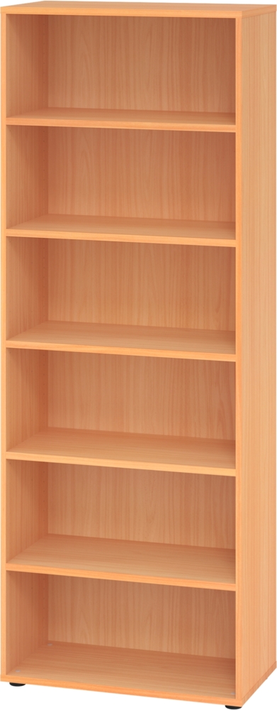 bümö Regal Buche, Standregal aus Holz für 6 Ordnerhöhen - Bücherregal 80 cm breit, Aktenregal für Ordner & Bücher, Büroregal, Holzregal, Ordnerregal, Aufbewahrungsregal, Buchregal, 968RE-6 Bild 1