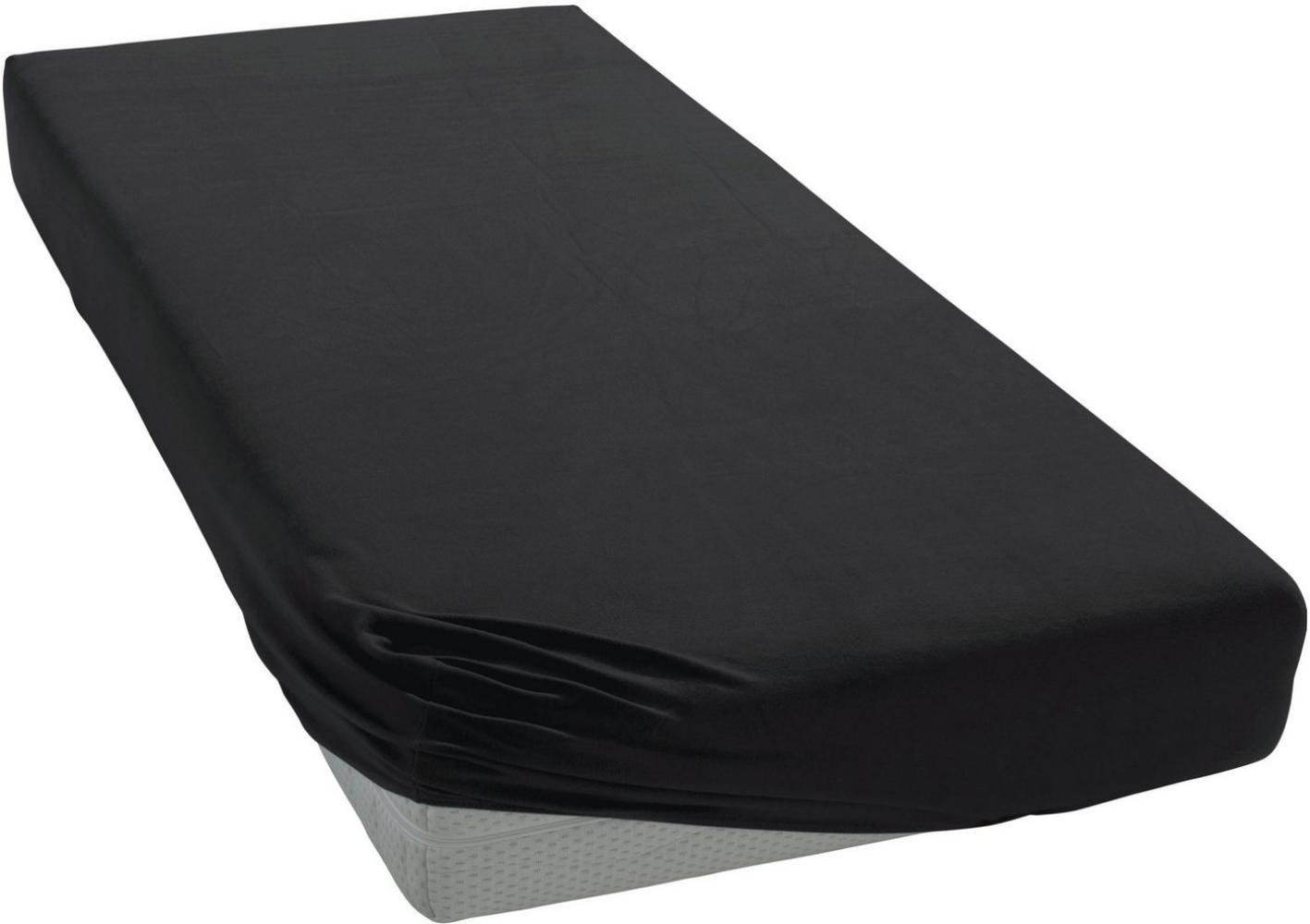 Janine Mako-Jersey Spannbetttuch Spannbettlaken 100% naturreine Baumwolle 90-100cm x 190-200cm 98 schwarz Bild 1