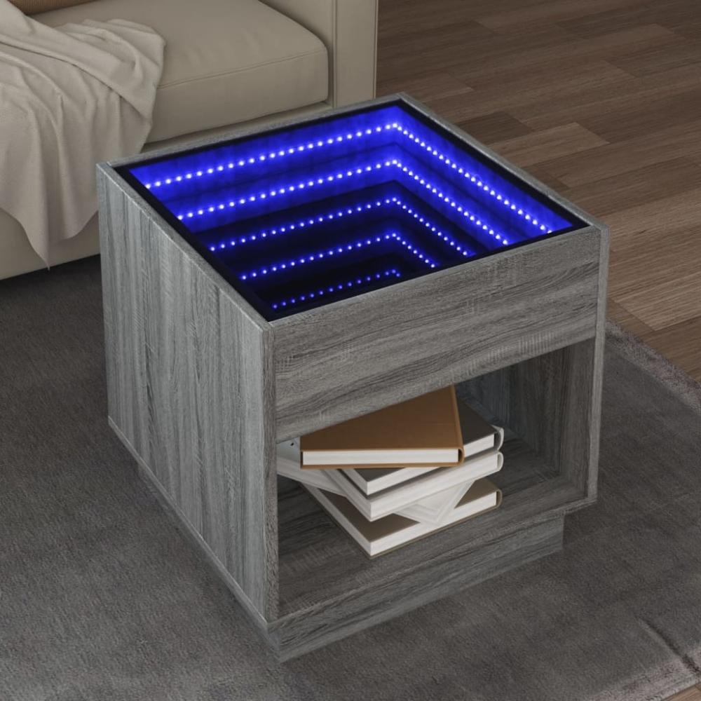 vidaXL Couchtisch mit Infinity-LED Grau Sonoma 50x50x50 cm 847656 Bild 1