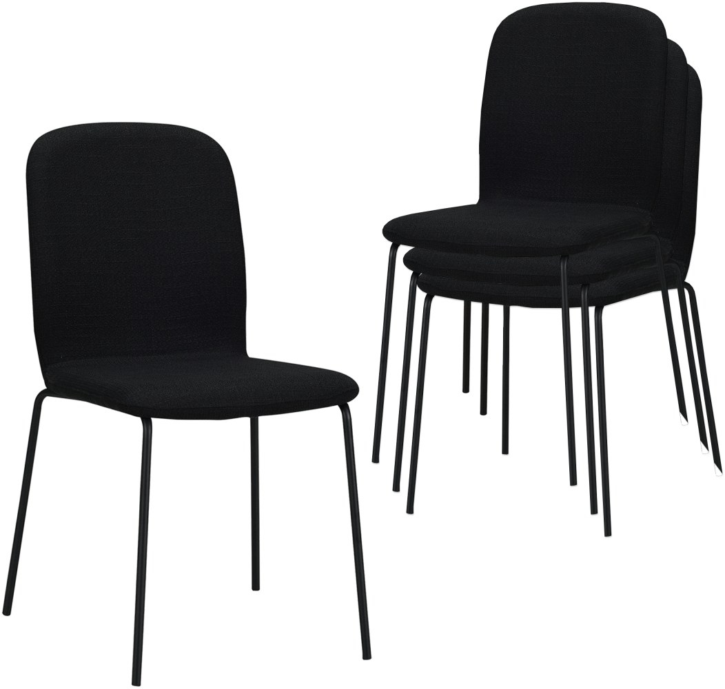 Albatros Esszimmerstühle 4er Set ENNA, schwarz - stapelbar, bequemer Polsterstuhl - Eleganter Küchenstuhl, Stuhl Esszimmer oder Esstisch Stuhl, Konferenzstuhl , Stückzahl:4, Farbe:Schwarz Bild 1