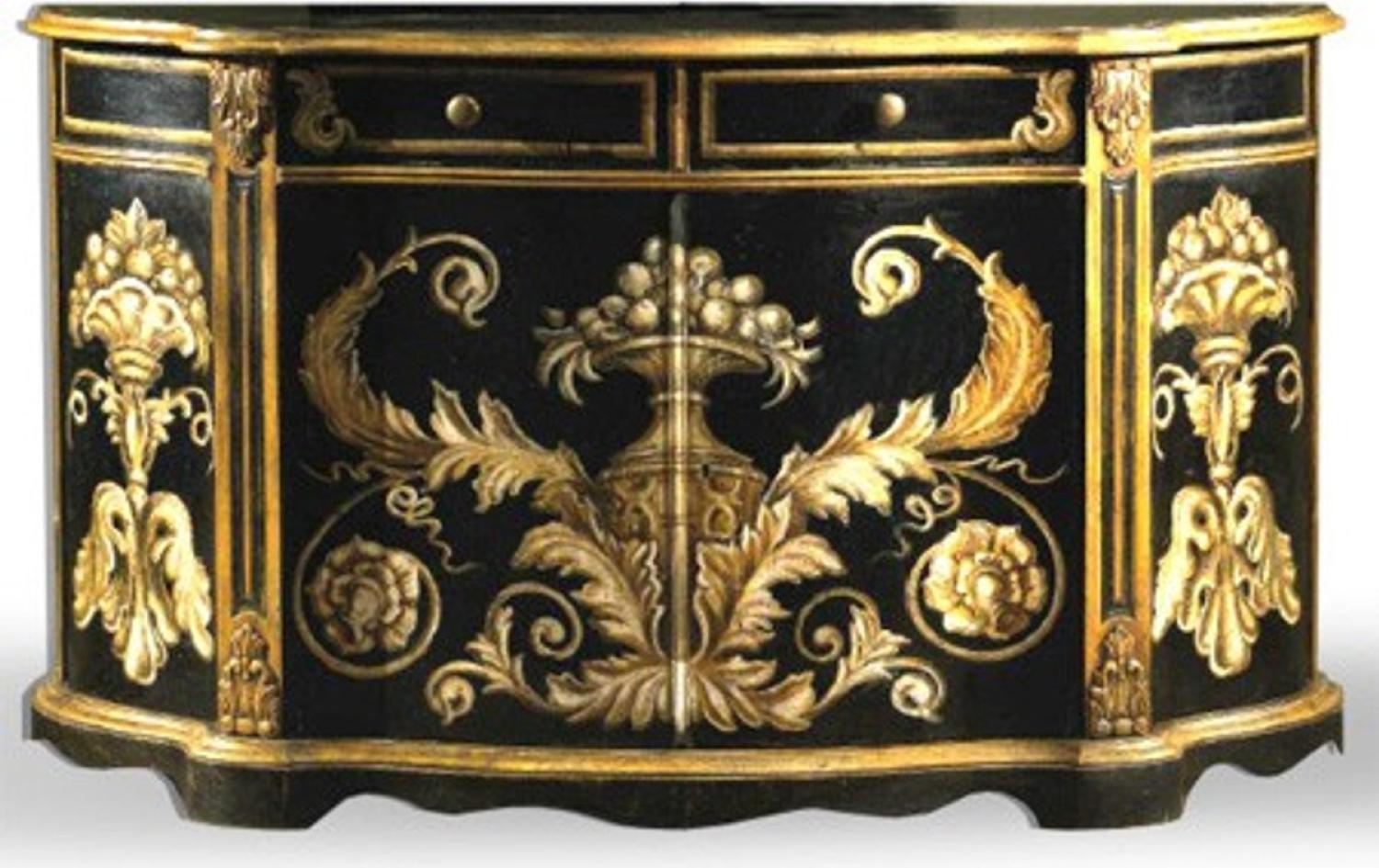 Casa Padrino Barock Sideboard Schwarz / Gold handbemalt 174 cm - Hotel Collection Bild 1