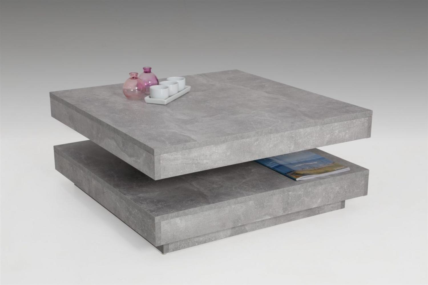 Couchtisch Beistelltisch Wohnzimmertisch - Bento- 78x78 cm Beton Optik Bild 1