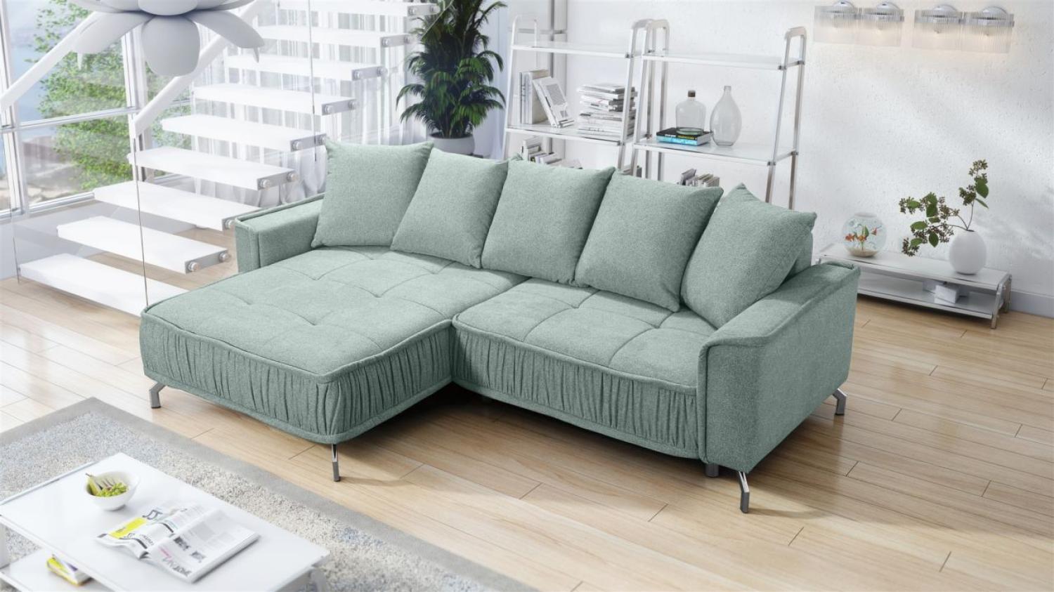 Ecksofa Schlafsofa Sofa FLORENCE Stoff Bubble Pistazie Ottomane Links Bild 1