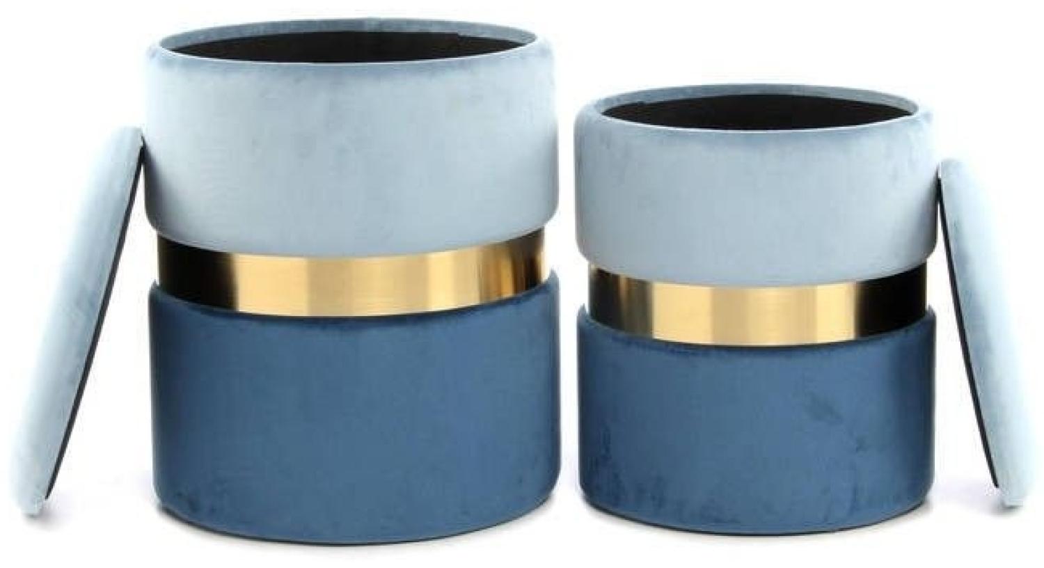 Hocker Zora 125 2-er Set Hellblau / Silber / Blau Bild 1