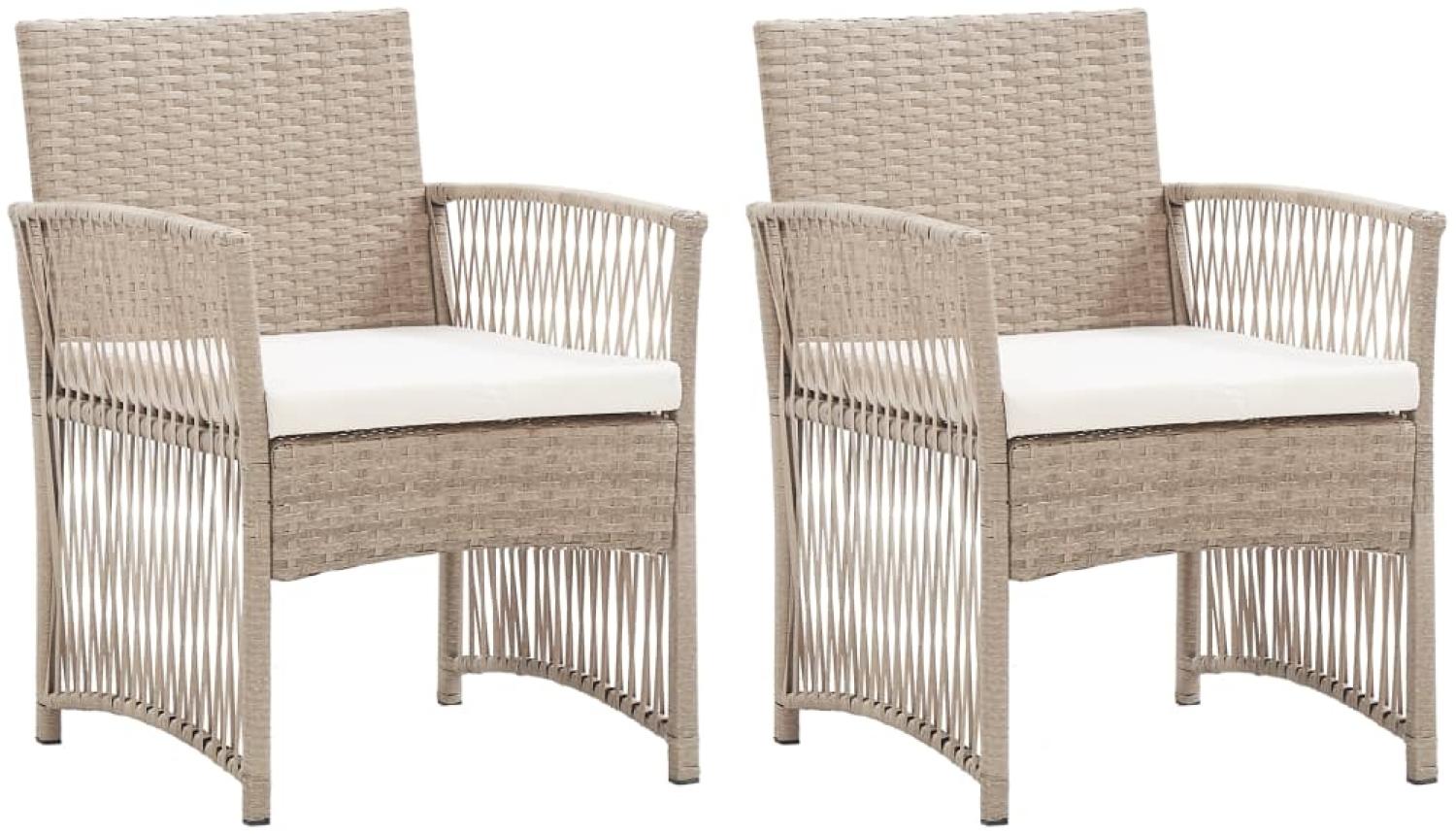 vidaXL Gartensessel mit Sitzkissen 2 Stk. Beige Poly Rattan 363408 Bild 1