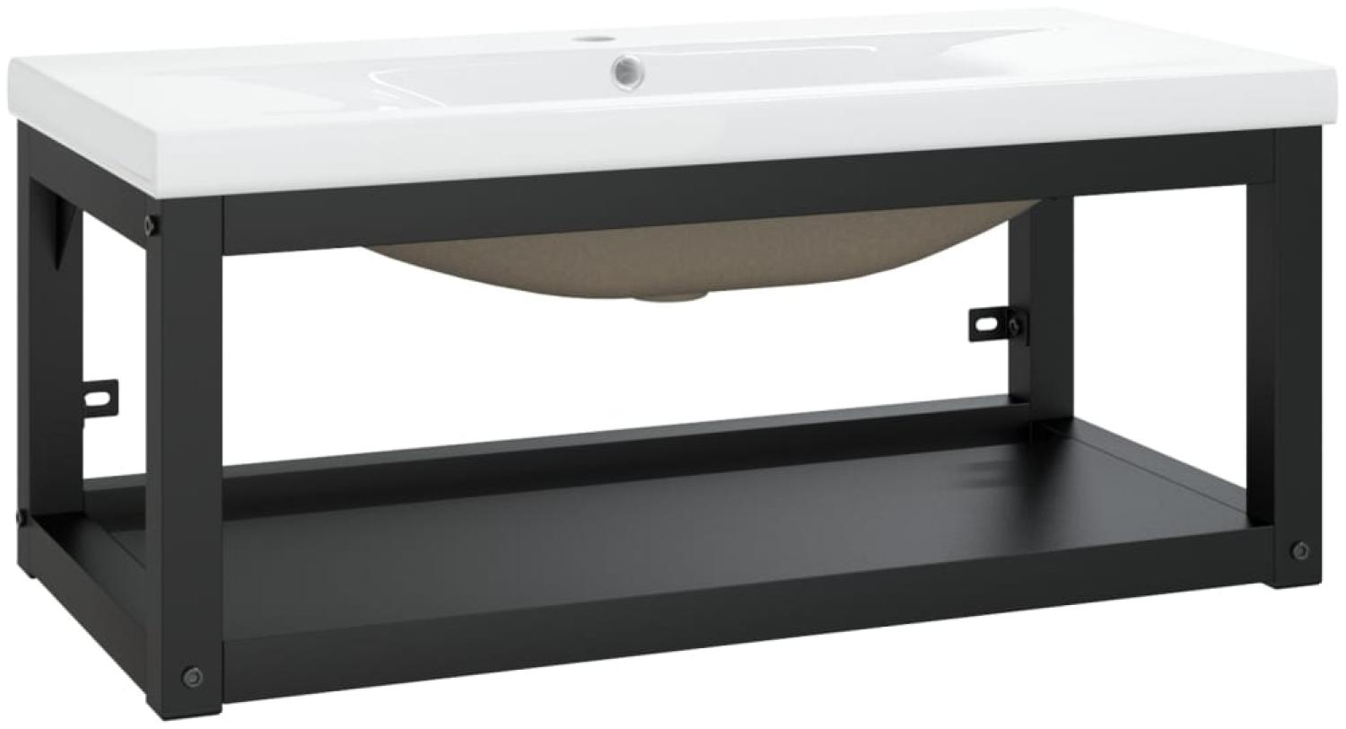 vidaXL Badezimmer-Waschtischgestell mit Waschbecken Schwarz Eisen 3101384 Bild 1