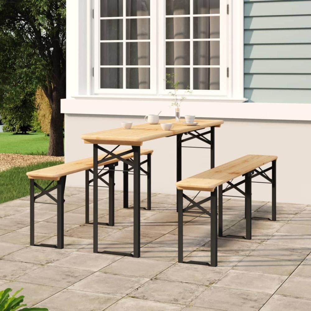 vidaXL 3-tlg. Biertisch-Set Klappbar Massivholz Tanne 363113 Bild 1