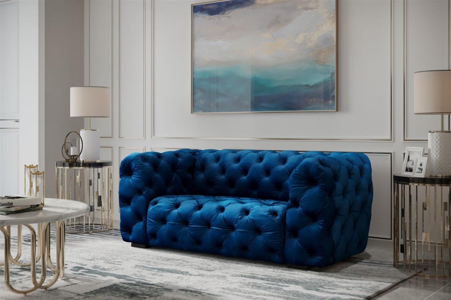 Sofa Designersofa NATALIE 2-Sitzer in Stoff Riviera Blau Bild 1