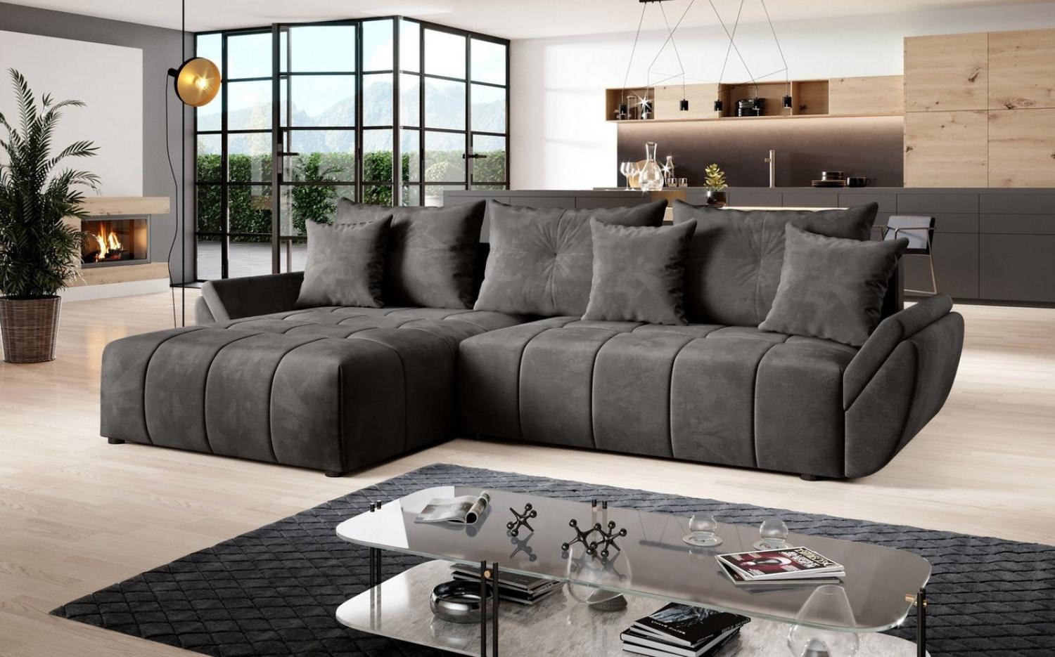 Furnix Ecksofa CALVANI-L Sofa mit Schlaffunktion Bettkasten Kissen Couch, komfrtabel undd funktional Bild 1