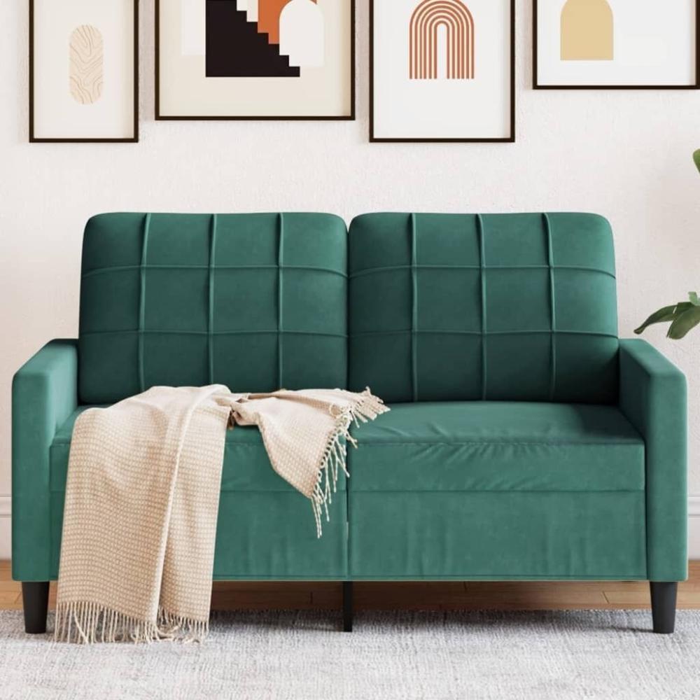 vidaxl 2-Sitzer-Sofa 120 cm Samt, Dunkelgrün Bild 1