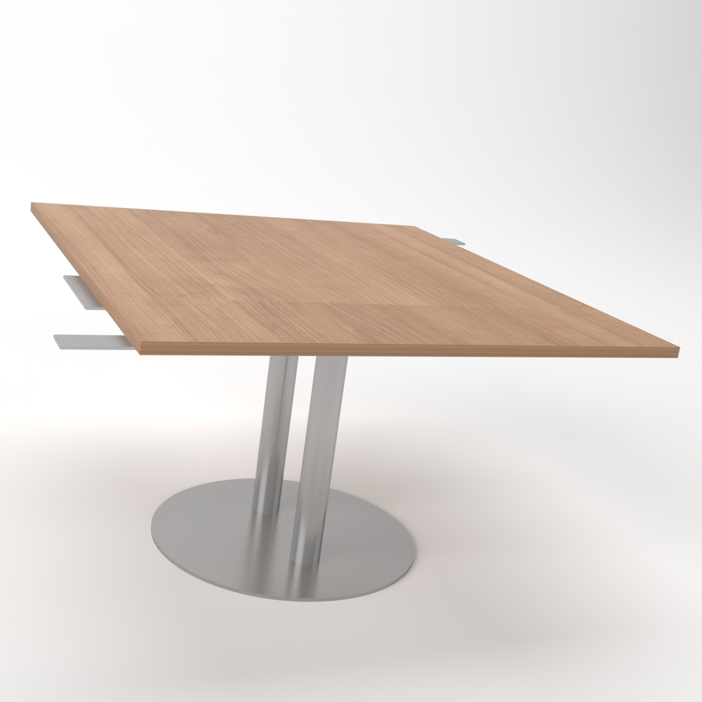 Rheinland Möbel Verkettungsplatte KONTI 120x130 cm – Erweiterungselement in Nussbaum mit silbernem Tellerfuß, Anbautisch für KONTI Konferenztische 280/400/520 cm, modernes Verbindungselement für Besprechungstische Bild 1