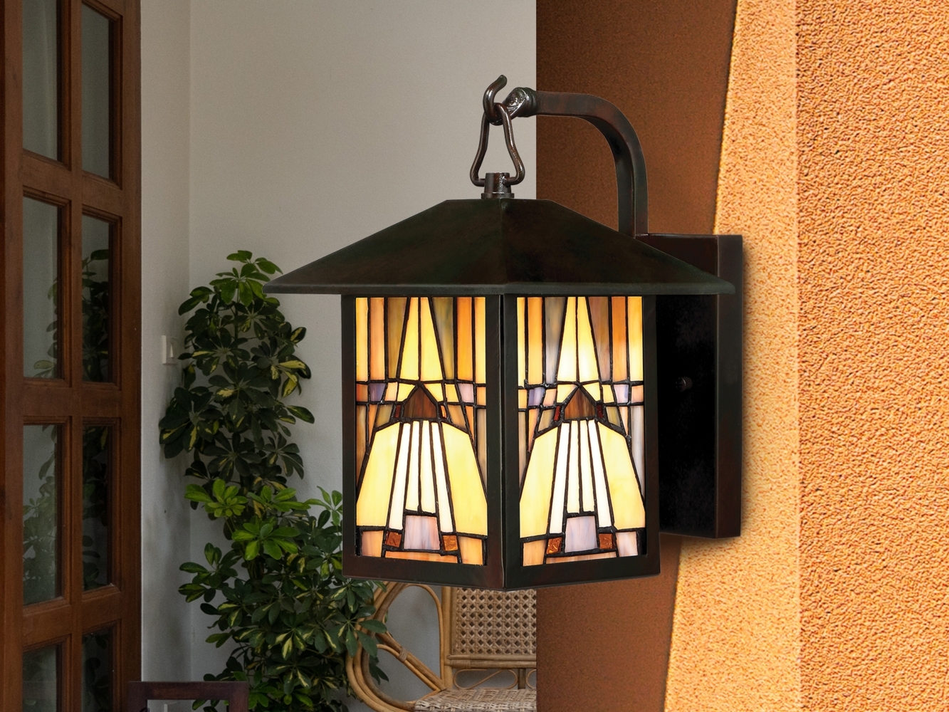 Außenleuchte, Wandlampe, Handgefertigtem Kunstglas in Saphirblau Bild 1