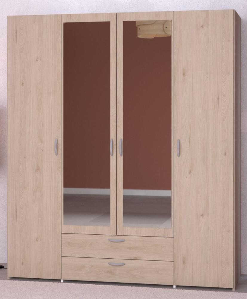 Furn. Design Kleiderschrank Enjour Eiche 4-türig mit Spiegel Bild 1