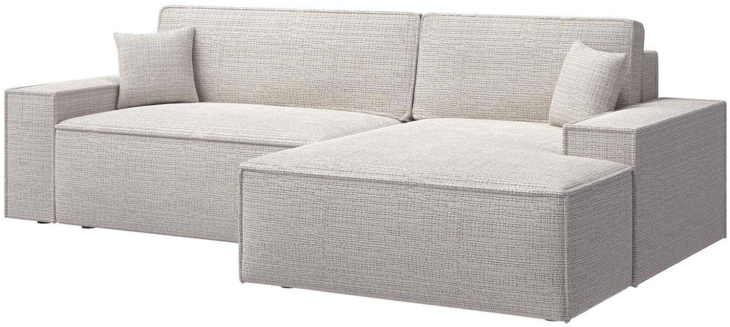 Selsey Farese New - Ecksofa mit Schlaffunktion, Chenille-Bezug in Grau-Beige, rechtsseitig Bild 1