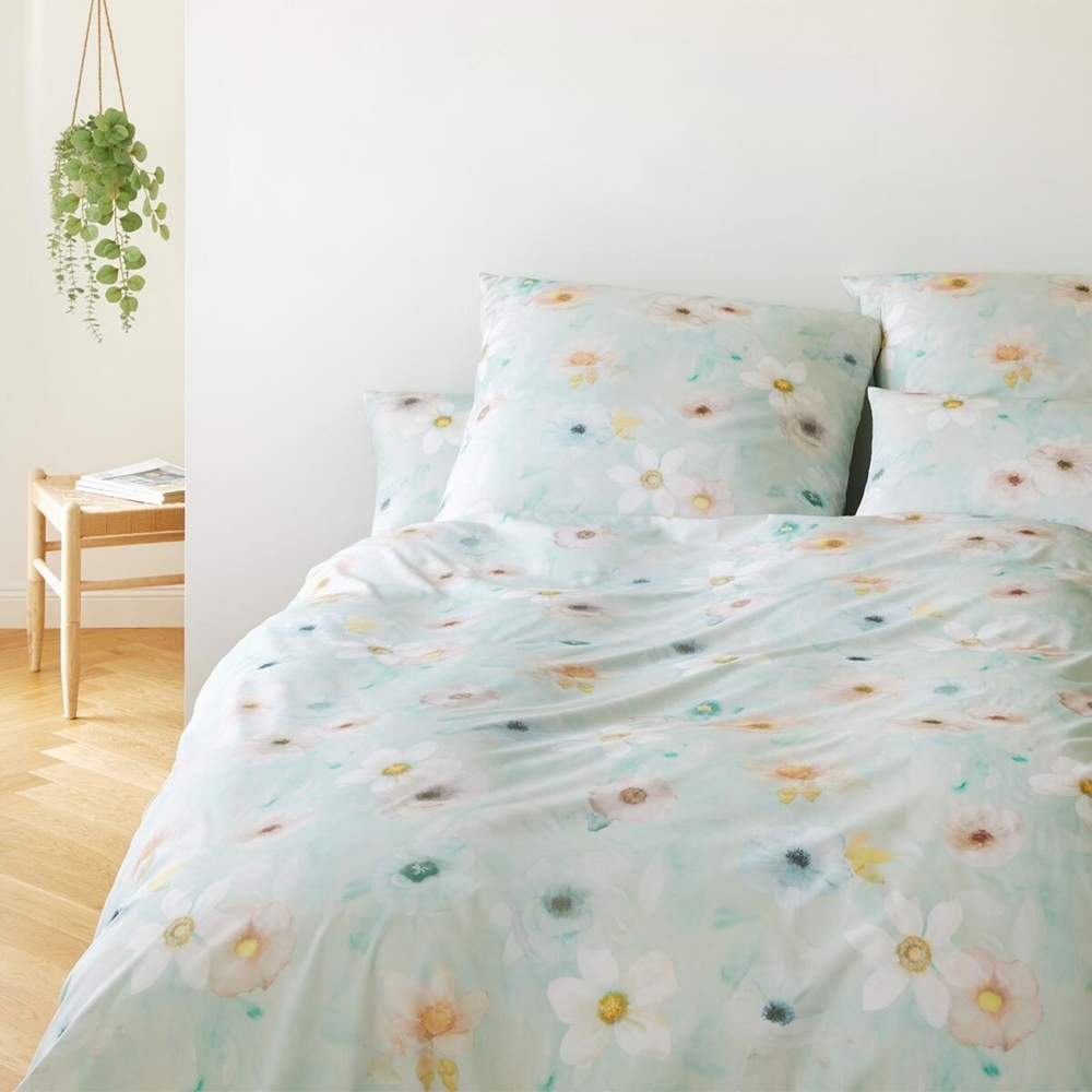 elegante Mako Jersey Bettwäsche Pastel aqua|155x220 cm + 40x80 cm Bild 1