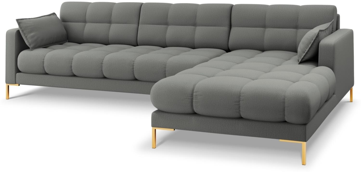 Micadoni 5-Sitzer Ecke rechts Sofa Mamaia | Bezug Grey | Beinfarbe Gold Metal Bild 1