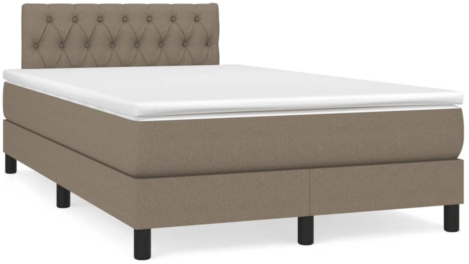 vidaXL Boxspringbett mit Matratze Taupe 120x190 cm Stoff 3269748 Bild 1