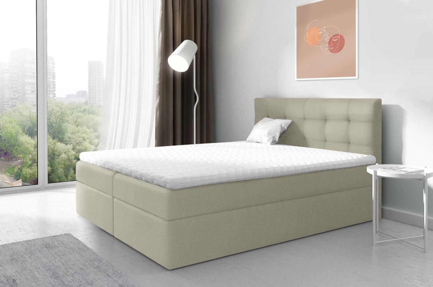 99rooms Ramiro Boxspringbett Strukturstoff INARI Beige 140x200 cm Bild 1